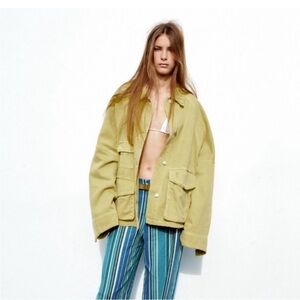 Zara Yellow Denim Oversized Jacket NWOT
